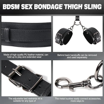Erotic Toys Kits Adjustable Bondage Reverse Handcuffs Metal Anal Hook Binding Belt Sets Sex Toy For Couples BDSM Adult Toys