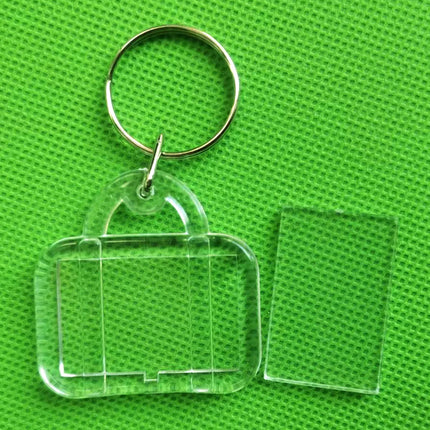 Photo Frame Keychian Acrylic Rectangle Insert Picture Frame Keyring Key Holder DIY Split Ring Gift for Women Ladies Girls