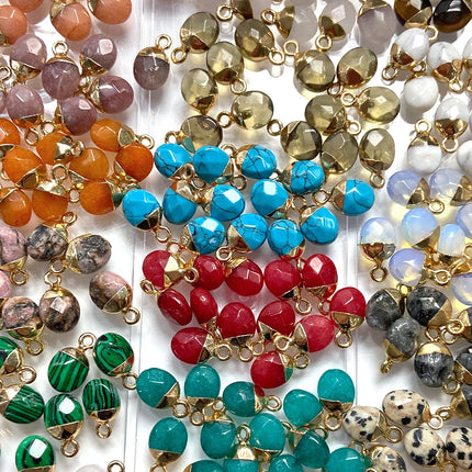 5pcs 6x10MM Faceted Natural Stone Oval Pendant Charm Pendant for DIY Jewelry Making Necklace Earrings Gem Accessory Wholesale