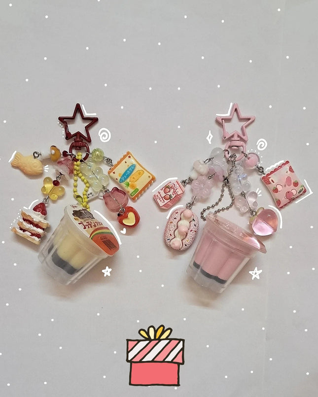 Super cute pudding jelly keychain handmade aesthetic design Y2K
