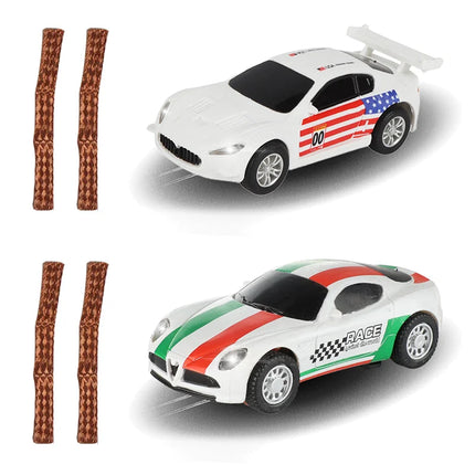 2pcs Slot Car 1/64 Scale Electric Racing High Speed Track Cars 1:64 with Lights Compatible Carrera Go Scalextric Toy