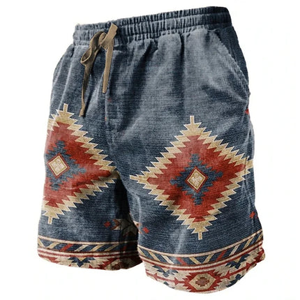 Ethnic Totem 3D Printed Men's Beach Pants Men's Summer Breathable Shorts Men's Fitness Street Shorts Large Size Drawstring