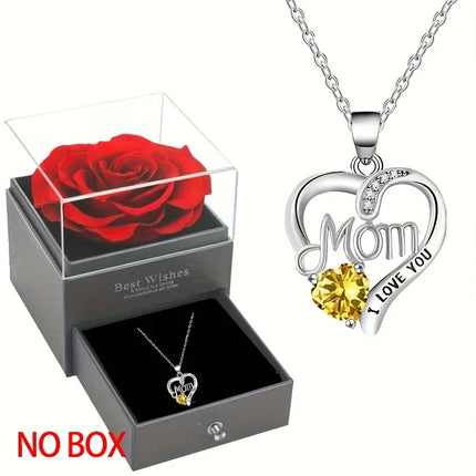 Elegant Style Heart-Shaped Pendant Necklace Hollow Design Mother's Day Gift Party Suitable for Best Friends Without Box