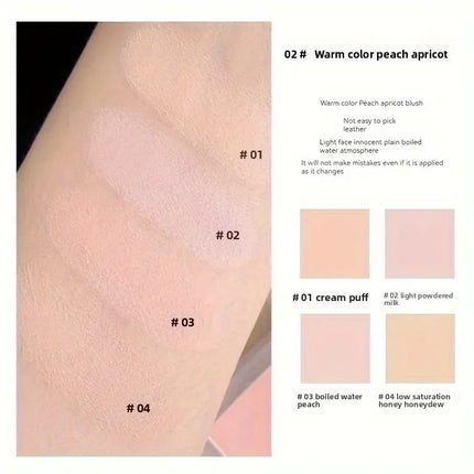 Four Color Peach Cream Blush Palette Nude Apricot Cheek Contour Brightening Makeup Blusher Rouge Cheek Tint for Cosmetics