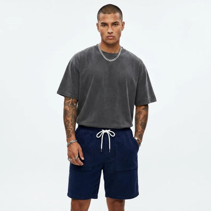 2026 New Men's Retro Corduroy Casual Shorts Men Fashion Solid Sweatpants Harajuku Corduroy Short Pants New Men Clothing Roupas