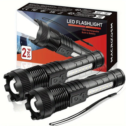 High Power LED Flashlight Type-C Rechargeable Tactical Torch with Built-in Battery Pen Clip Flashlights Outdoor Camping Lantern