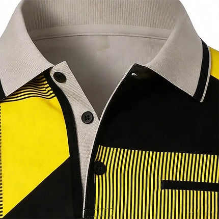 European and American 3D Digital Print Men's Short-sleeved Polo Shirt Colorful Pattern Comfortable and Breathable Fashion Top