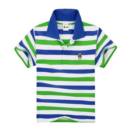 Summer Kids Polo Shirts Children's Short Sleeve Boys Top Polo Shirt Color Striped Teens Cotton Girls School Shirts 2-14Years
