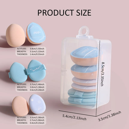 6 mini finger puff set with box, wet and dry concealer air cushion puff, used for makeup of eyes, nose and face.