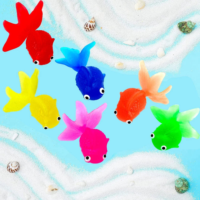 10Pcs Sea Animals Toys Float Gold Fish Toys Assorted Colors Outdoor Pool Game Stress Relief Toy for Party Favors Decoration