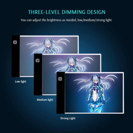 A3/A4/A5 Three Level Dimmable Led Light Pad Drawing Board Pad Tracing Light Box Eye Protection Easier for Diamond Painting