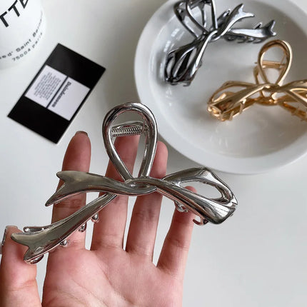 2024 New Vintage Ribbon Bow Hair Claws Exquisite Metal Hair Clip Clasp Hairpins For Women Hair Accessories Barrettes Shark Clips