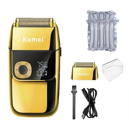 Kemei KM-2028 Men's Electric Metal Shaver LED Display Adjustable Speed USB Electric Shaver Hair Shavers