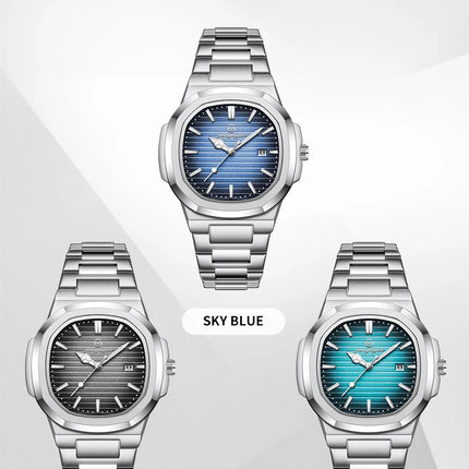 2025 New Luxury Military Man Watch Square Waterproof Luminous Date Week Men Watch Stainless Steel Quartz Men's Watches Reloj+box