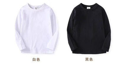 Autumn Spring Cotton Children T-shirt Boys Girls Tees Long Sleeve White Shirt Kids Tops Baby Clothes Solid Black Blue Yellow