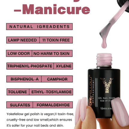 YOKEFELLOW 10ml Jelly Nude Gel Nail Polish High Quality Translucent Pink Nail Gel Varnish Soak Off UV Gel Polish Long Lasting