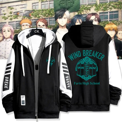 Anime WIND BREAKER Series Hoodies for Men Women Zip Hoodies Hooded Sweatshirt Casual Daily Coat for Men Women