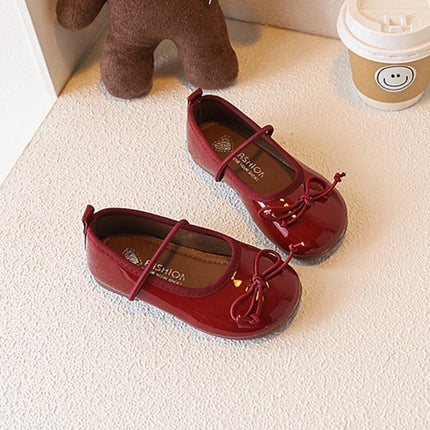 Girls' Loafer Shoes Round-toe Versatile Kids Leather Shoe Spring Autumn Bowknot New Children's Flats for Princess Ballet Fashion