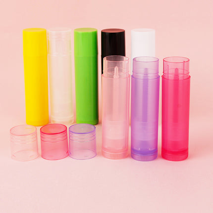 100pcs 5g Plastic Transparent Cosmetic Round Lip Balm Tubes Empty 5ml Oval Black Lipstick Tube Packaging Lip Balm Container