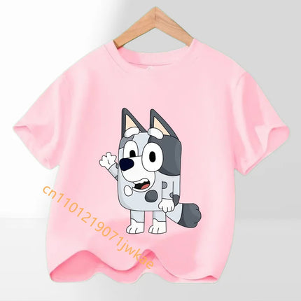 Bluey Bingo T-shirt Children's Summer Multi-color Clothing Girl Trendy Base Top Cute Cartoon Figure Print Tees Kids Birthday Gifts