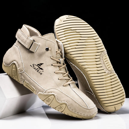New Handmade Men Boots Design Sneakers Man Outdoor Casual Leather Men Sneakers Ankle Boots Trekking Fall Breathable Hot Sale