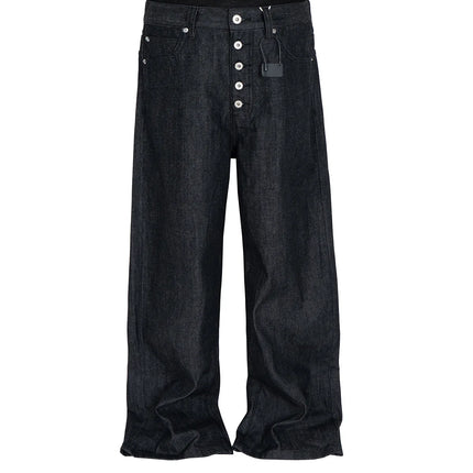 MIJKO High Street Cleanfit Drak Blue Jeans for Men and Women Straight Vintage Casual Denim Trousers ZJ089
