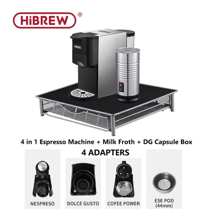 HiBREW Coffee Machine 5in1 Multiple Capsule Espresso Dolce Milk&Nespresso&ESE Pod&Powder Coffee Maker Stainless Metal H3A