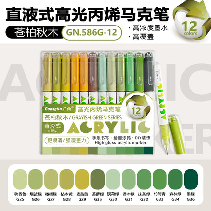 168/72/12 Colors GuangNa High Gloss Acrylic Marker Pens,DIY Hand Drawn,Graffiti Paint Art Pen Set,Perfect for Artist/Students
