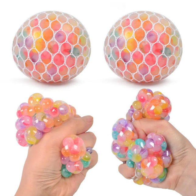 The Rainbow Bead Pressure Reducing Ball Squishy Fidget Toys Funny Stress Reliever Reduce Pressure Prop for Children and Adults