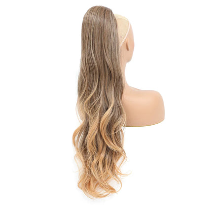 28 Inch Wavy Ponytail Extension 180g/pcs Synthetic Hair Ponytail Ombre Blonde Body Wave Ponytail Clip In Hair Ponytail For Women