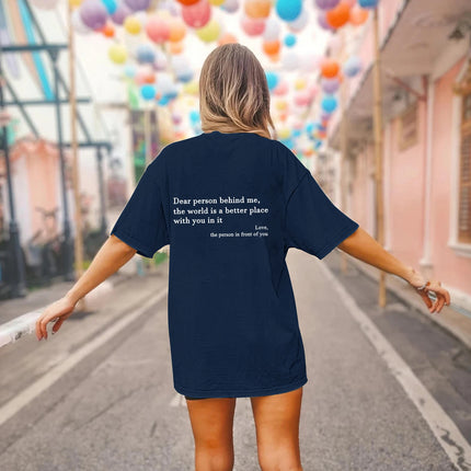 Hot New Youth Men's and Women's Round Neck Letter Printed Short Sleeved Casual Versatile Couple Outfit Pure Cotton T-shirt Top