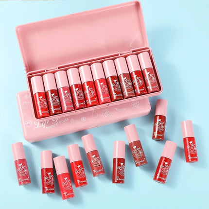 Mini 10 Colors Liquid Lip Gloss Waterproof Non-stick 24 Hours Long Lasting Mirror Lipstick Set Lip Gloss Cosmetic Makeup Care