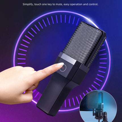 Gaming Computer Professional Condenser Microphone Mic PC Laptop USB Wired Live Streaming Podcast Studio Mike Kit Gamer Karaoke