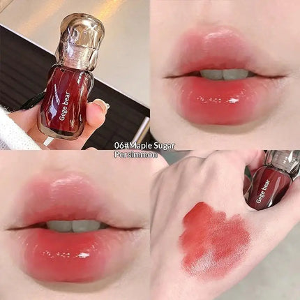 Gege Bear 5ml Crystal Gloss Lip Tint Hydrating Mirror-Gloss Finish Youthful Plumping Effect Autumn Winter Collection
