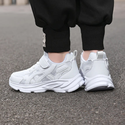 Children Sports Shoes Classic White Casual Running Shoes Spring Autumn New Breathable Mesh Thick Soled Non Slip Kids Sneakers