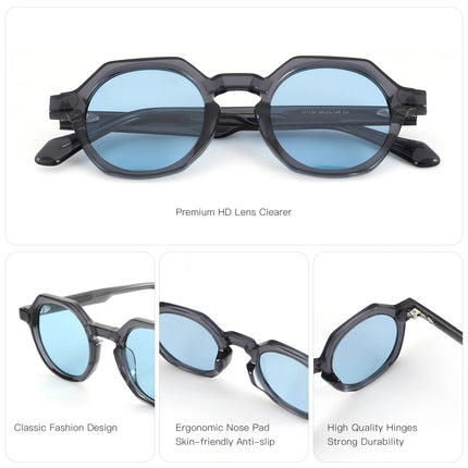 ZENOTTIC Prescription Sunglasses for Men S Size Fashion Polygon Acetate Frame Modish Design UV400 Protection