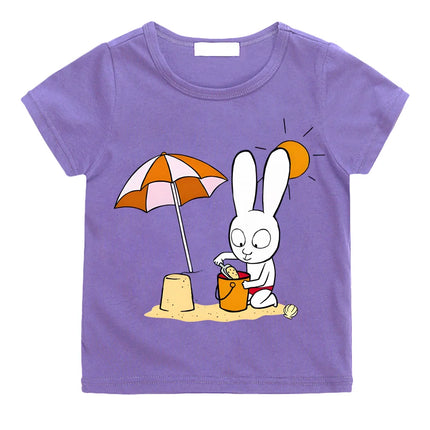Simon Summer Holiday Kids T-shirt 2026 NEW Simon Super Rabbit Children's Cartoon T-shirts 100% Cotton Cartoon Boys/girls T Shirt