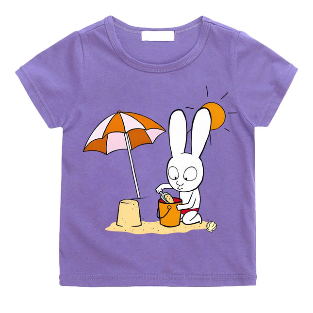 Simon Summer Holiday Kids T-shirt 2026 NEW Simon Super Rabbit Children's Cartoon T-shirts 100% Cotton Cartoon Boys/Girls T-Shirt