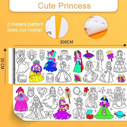 Children's Drawing Roll Scroll DIY Coloring Paper Roll Color Filling Graffiti Paper-cut for Kids Painting Educational Kids Toys