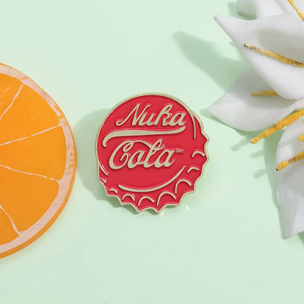 2 Styles Nura Cola TM Enamel Pins Creative Coke Bottle Cap Badges Backpack Lapel pins Brooches Cartoon Jewelry Accessories Gifts