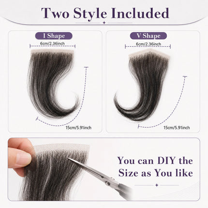 100% Real Human Hair I V Style Edges HD Lace Baby Hair for Women Reusable invisible Swiss Lace Hairline Natural Black Handmade