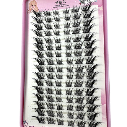 32Rows Fox Eye Manga False Eyelashes Large Capacity Tapered Thick Segmented Individual Cluster Lash Extensions Enlarge Eyes