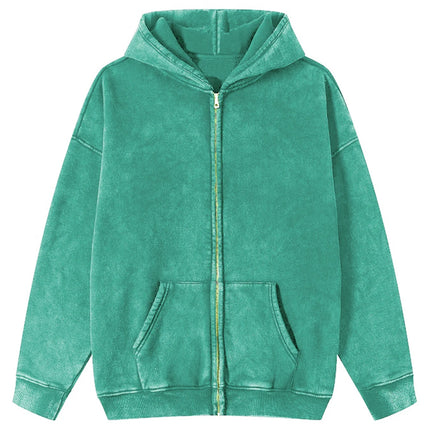 Autumn  Solid Color 100% Cotton Women Washed Hoodie Sport Casual Zipper Hoody Y2K Jogging Streetwear Harajuku Soft Hoodies