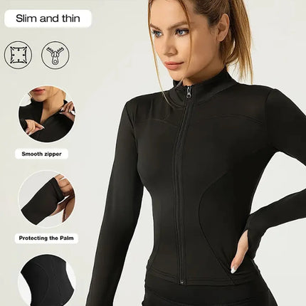 Fitness wear long-sleeved female Internet celebrity slimming stand-up collar sports jacket training clothes slimming running