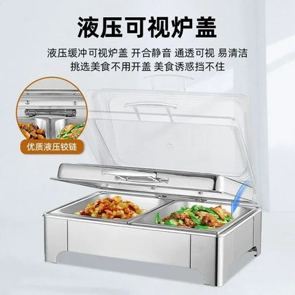 [New]Buffet Insulation Furnace Stainless Steel Electric Heating Meal Furnace Commercial Hotel Buffet Furnace Canteen Visible