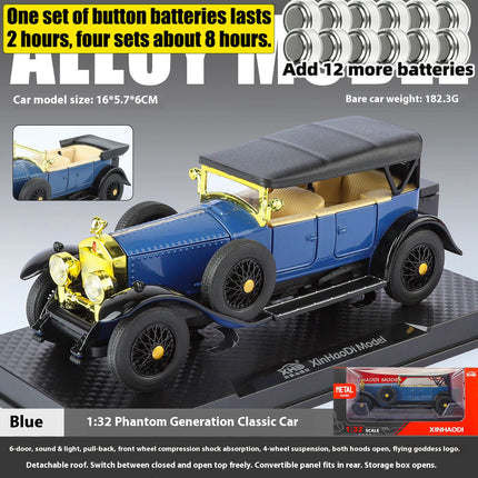 1:32 Rolls Royce Phantom I Alloy Metal Diecast Model Car High Simulation Decoration Display Ornaments With Sound And Light Gifts