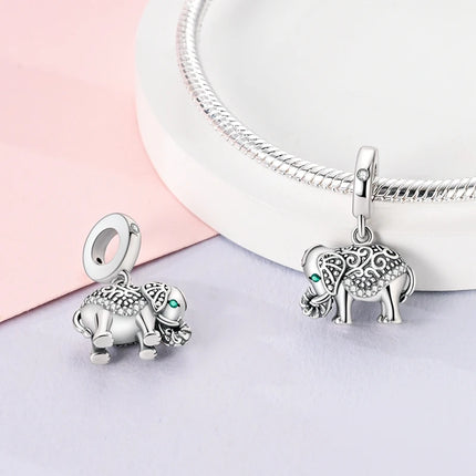 Animal Series 925 Sterling Silver Horse Squirrel Elephant Llama Snake Fox Charm fit Bangle Bracelet Original Silver Jewelry