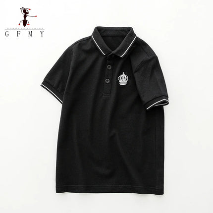 GFMY Children's Short-sleeve Polo shirt Summer Cotton Solid color Embroidery Sports Leisure T-shirt 2-14 Year Multi-color option