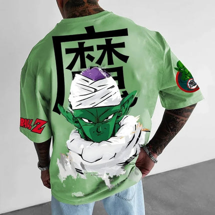 2026 Summer Dragon Ball T-Shirt Piccolo Demon King Graffiti Print 100%Cotton Oversized Retro High Quality Tee for Men Women Kids