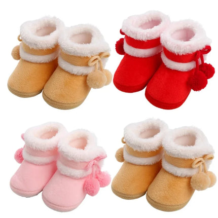 Newborn Baby Girls Boys Soft Booties Solid Pompom Snow Boots Infant Toddler Newborn Warming Shoes New Fashion Comfortable Shoes